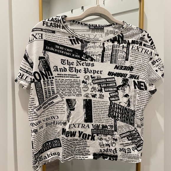 Zara Tops - Zara Newspaper Print T-Shirt